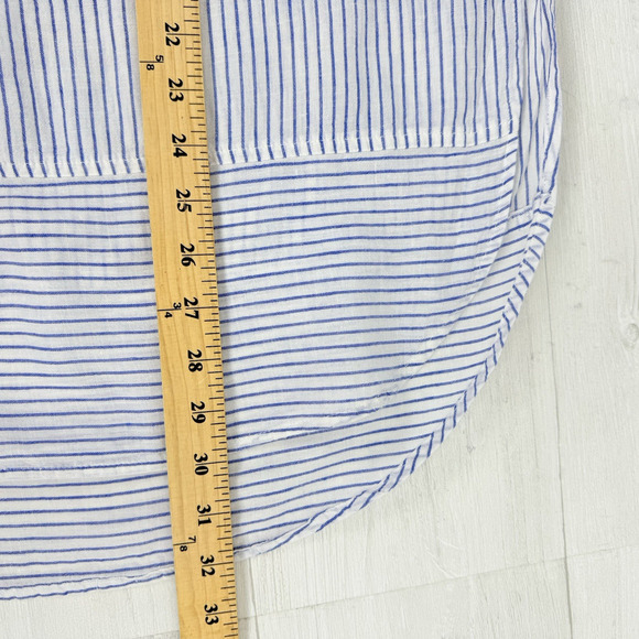 Free People For Keeps Oversized Tunic Top XS Blue Striped Linen Coastal Boho - Picture 14 of 16